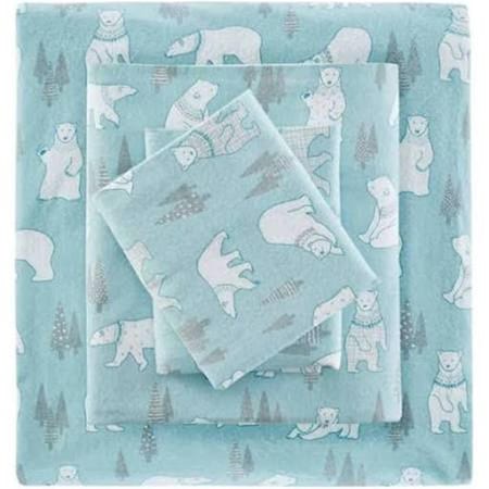Imageware Systems Cozy Flannel Sheet Set, Blue Polar Bears - Twin TN20-0263